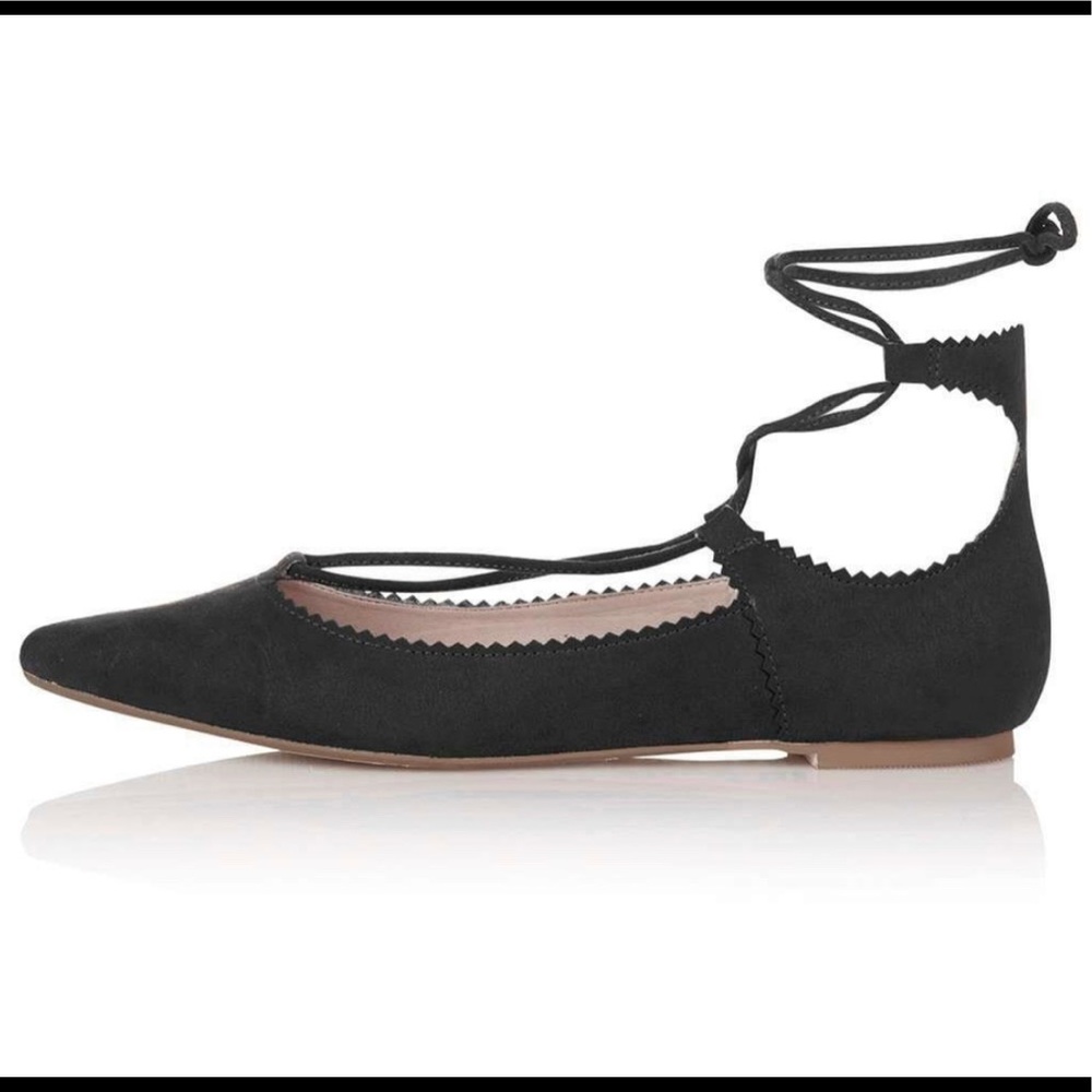 LIKE NEW Topshop Suede Lace-Up Ghillie Flats